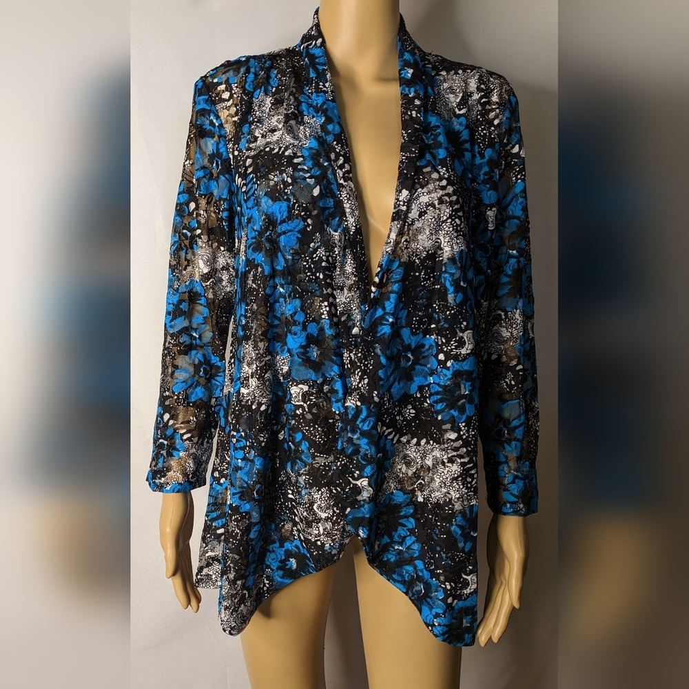 Pre-owned All Hours Made In USA Floral Blue and Black Women's Cover Size L, TH